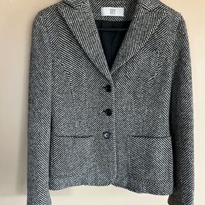 DKNY Black Tweed Lambswool Jacket with black silk lining